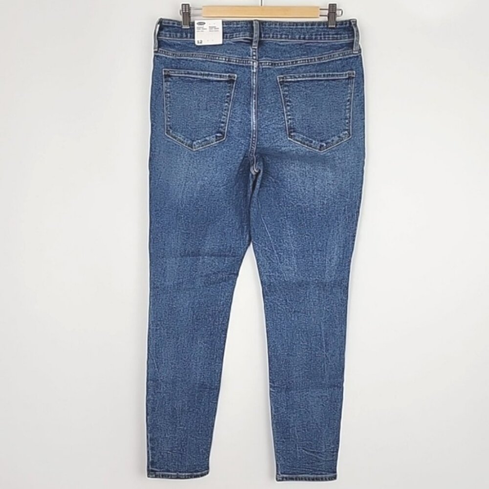 Old Navy Blue Jeans Rockstar Super Skinny High Rise Secure Slim Pockets Sz 12 - Picture 2 of 14